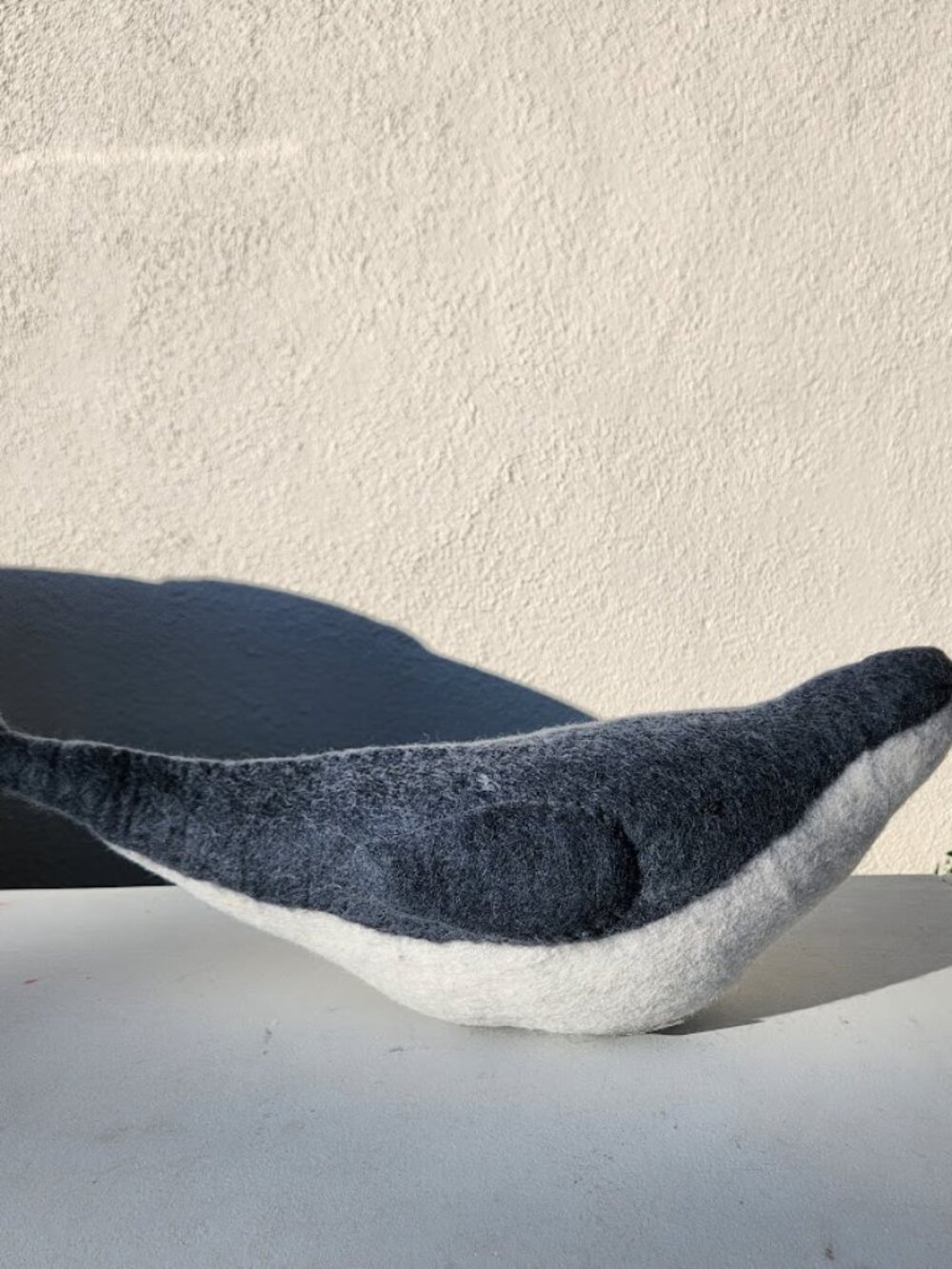 Pottery Barn Wally the Whale Pillow 22"x9" Felt Animal Decor Plush Beach Nautica - Picture 2 of 8